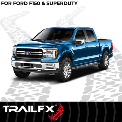 TrailFX 4-1/2" Hexagonal Step Nerf Bars W/ Step Pads Black For Ford F-150/F-250 Super Duty/F-350 Super Duty - AL4011B