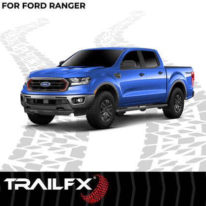 TrailFX 4-1/2" Hexagonal Step Nerf Bars W/ Step Pads Black For Ford Ranger - AL4013B