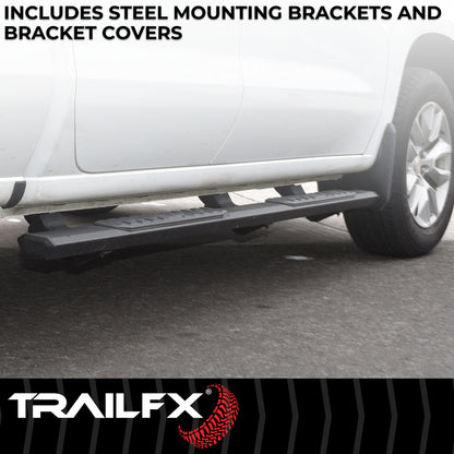 TrailFX 4-1/2" Hexagonal Step Nerf Bars W/ Step Pads Black For Ford Ranger - AL4014B