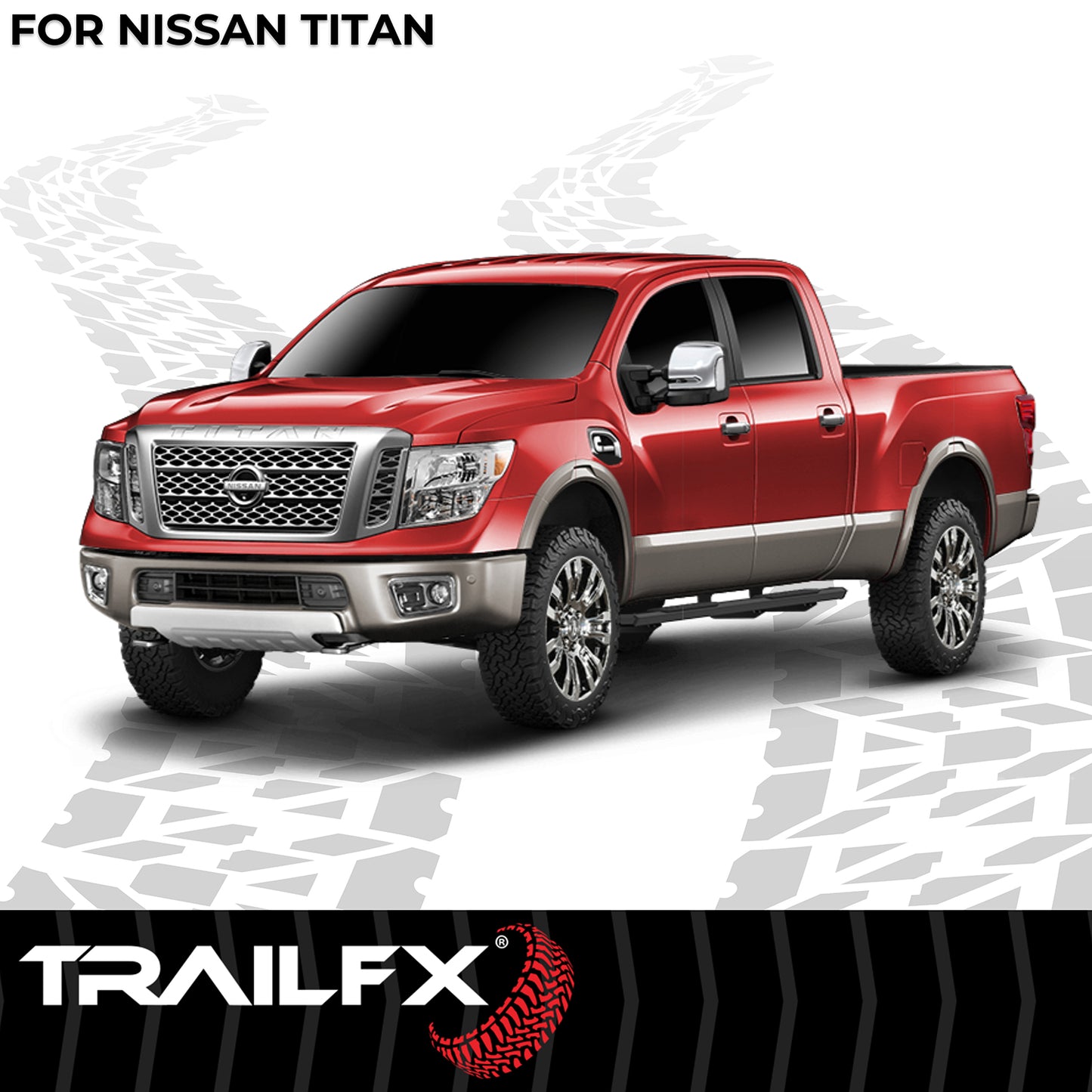 TrailFX 4-1/2" Hexagonal Step Nerf Bars W/ Step Pads Black For Nissan TITAN - AL4015B