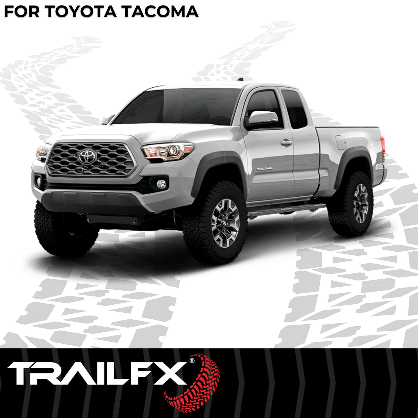 TrailFX 4-1/2" Hexagonal Step Nerf Bars W/ Step Pads Black For Toyota Tacoma - AL4016B