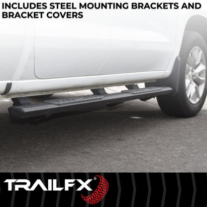 TrailFX 4-1/2" Hexagonal Step Nerf Bars W/ Step Pads Black For Toyota Tacoma - AL4017B