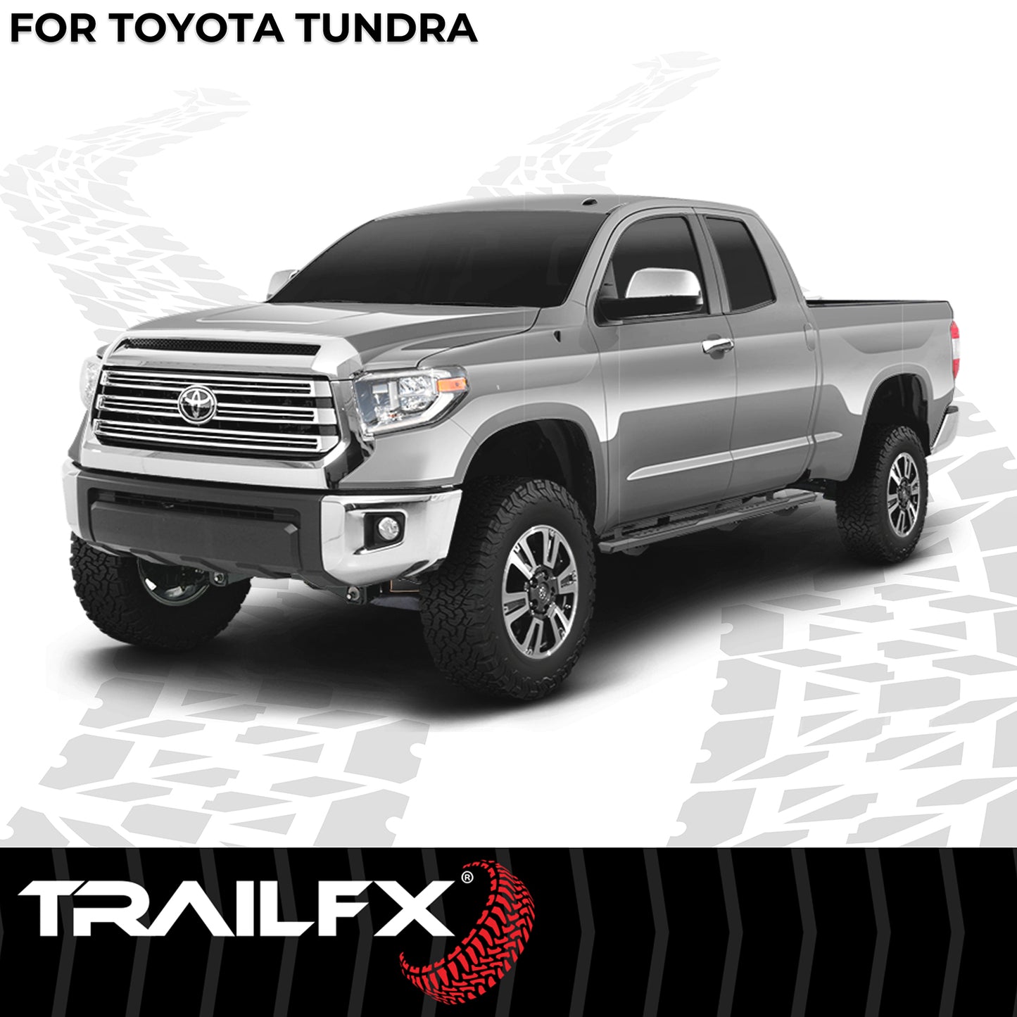 TrailFX 4-1/2" Hexagonal Step Nerf Bars W/ Step Pads Black For Toyota Tundra - AL4018B