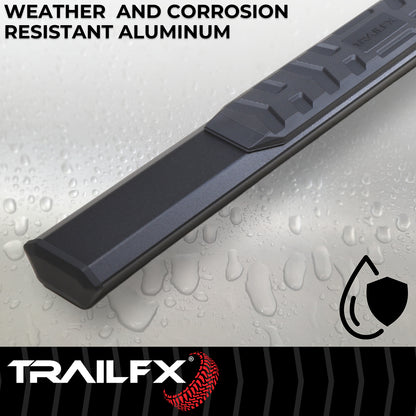 TrailFX 4-1/2" Hexagonal Step Nerf Bars W/ Step Pads Black For Toyota Tundra - AL4018B