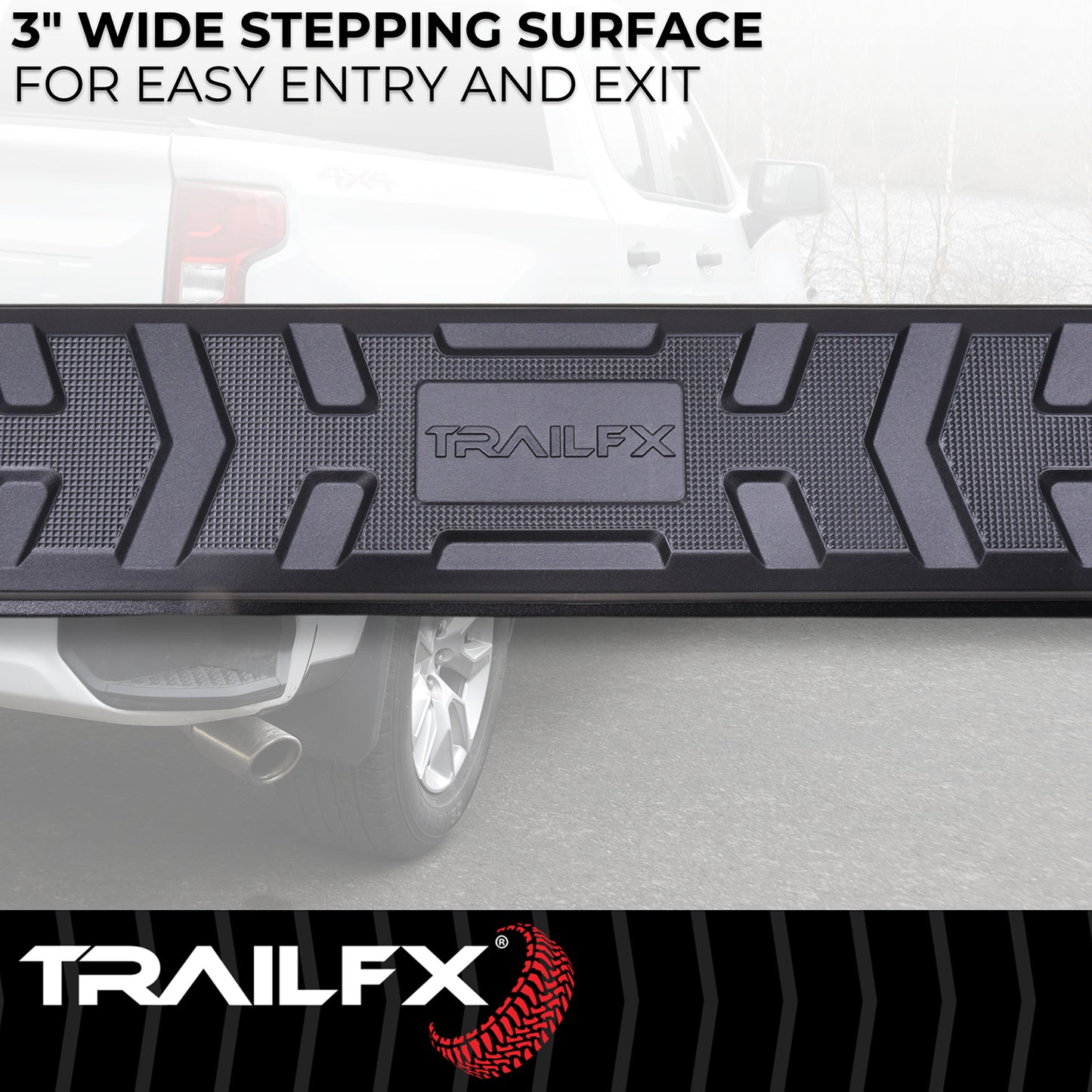 TrailFX 4-1/2" Hexagonal Step Nerf Bars W/ Step Pads Black For Toyota Tundra - AL4018B