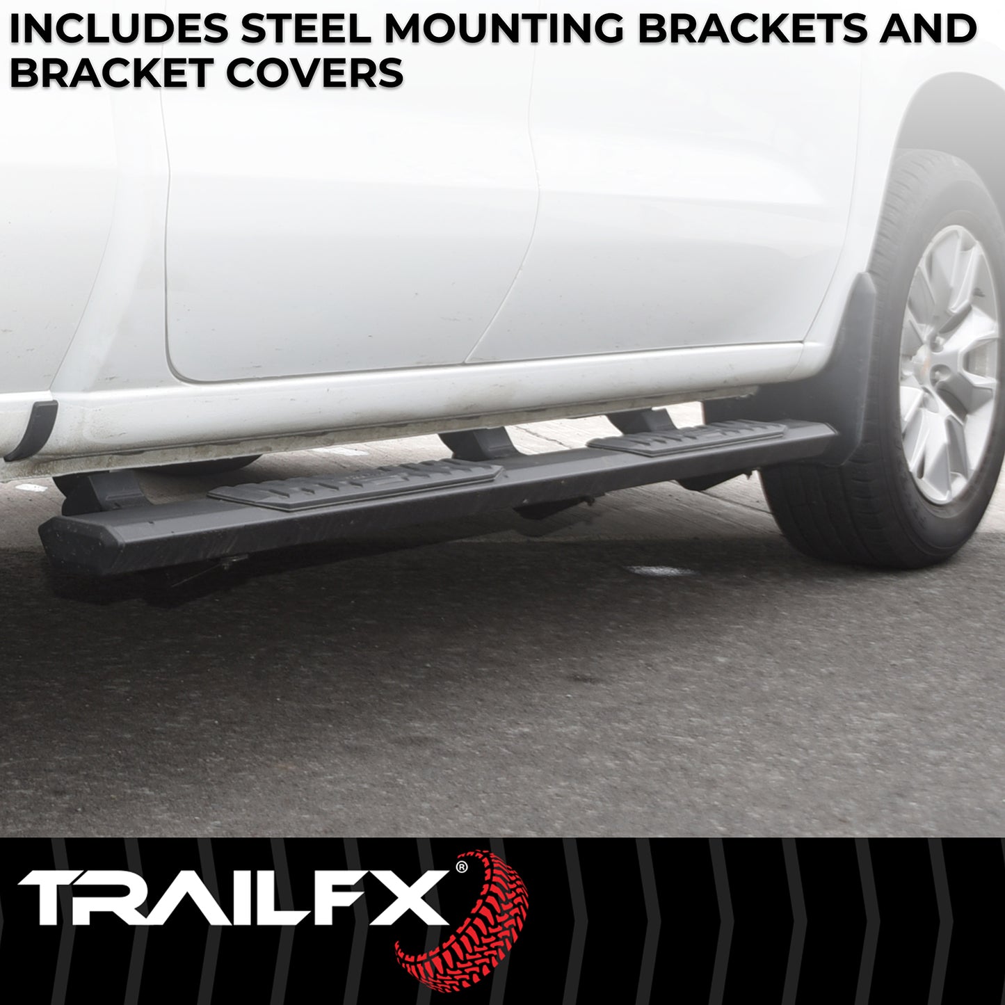 TrailFX 4-1/2" Hexagonal Step Nerf Bars W/ Step Pads Black For Toyota Tundra - AL4022B
