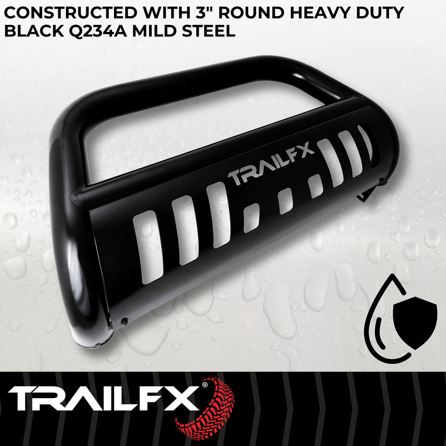 TrailFX 3" Bull Bar Black Steel For Ford Ranger - B0039B
