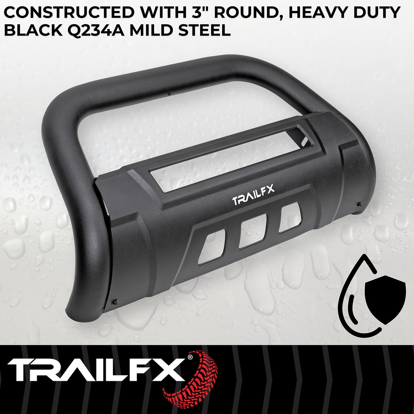 TrailFX 3 1/2" Bull Bar Black Steel For Toyota Tundra - B1614T