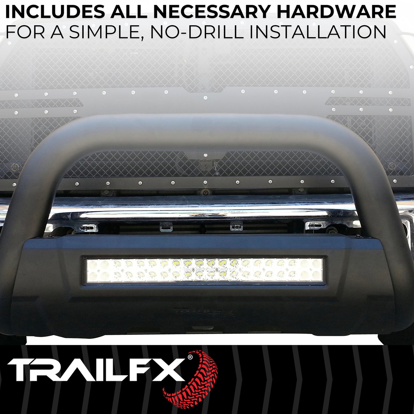 TrailFX 3 1/2" Bull Bar Black Steel For Toyota Tundra - B1614T