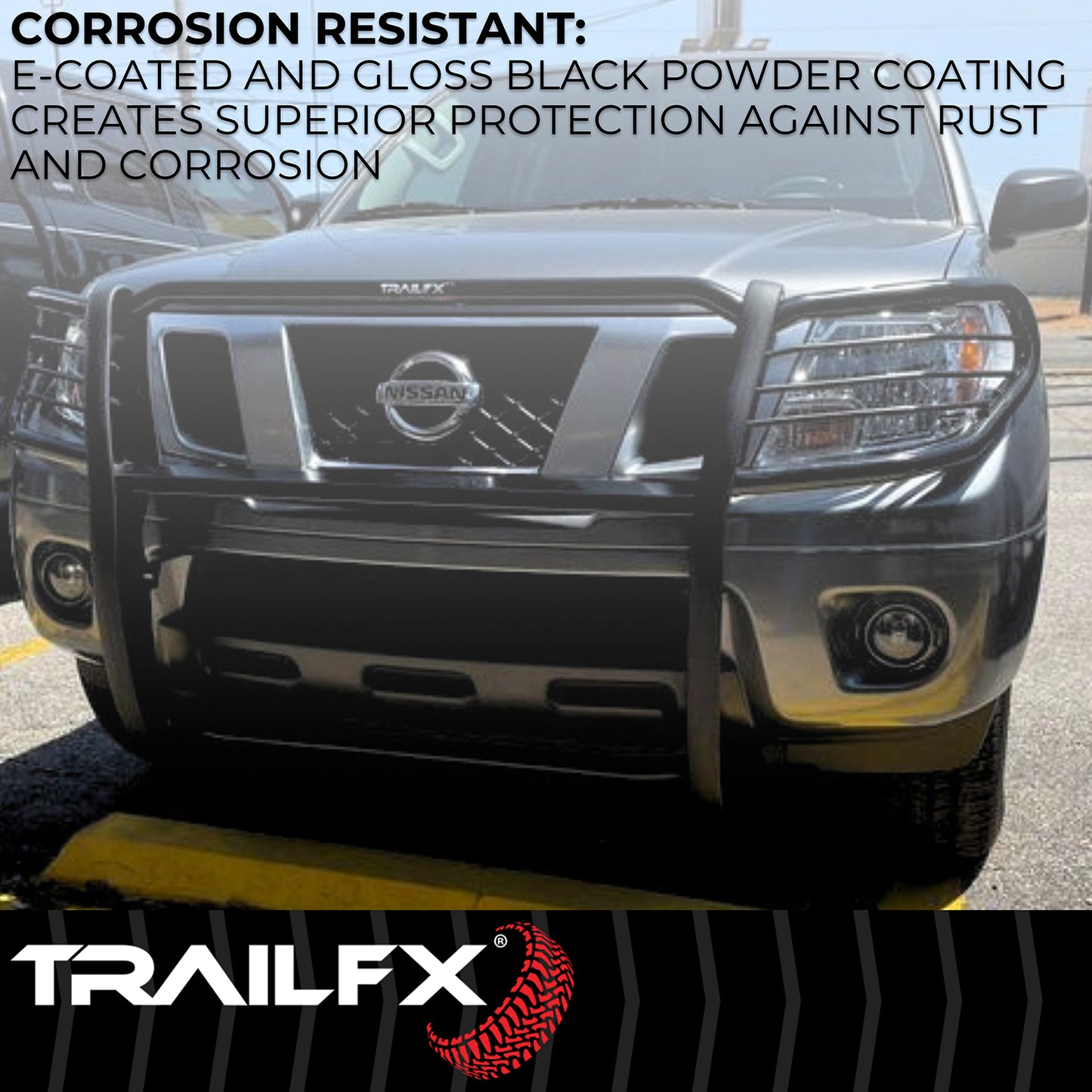 TrailFX Grille Guard Textured Black Steel For Nissan Frontier - E0048T