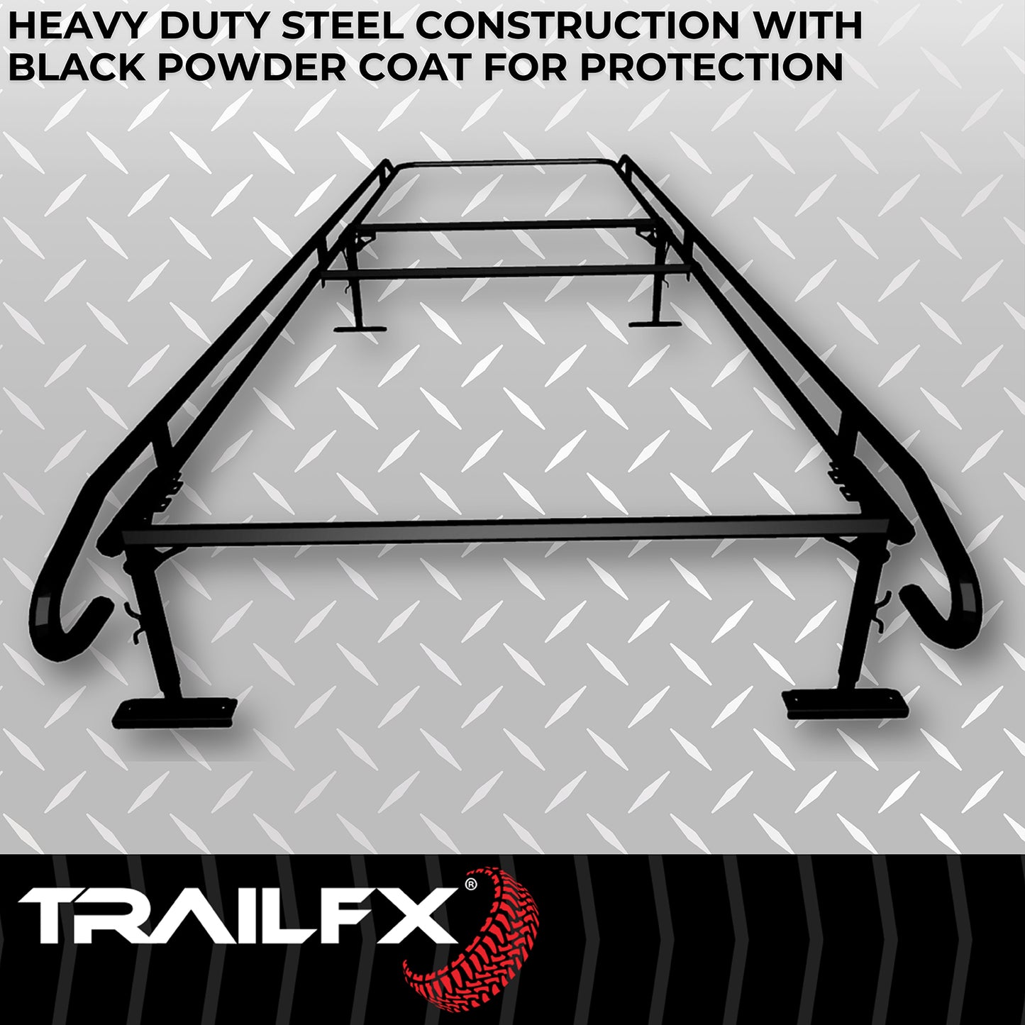 TrailFX Ladder Rack 1500 Lb Cap Multi-Fit Black Steel - FCLR008B