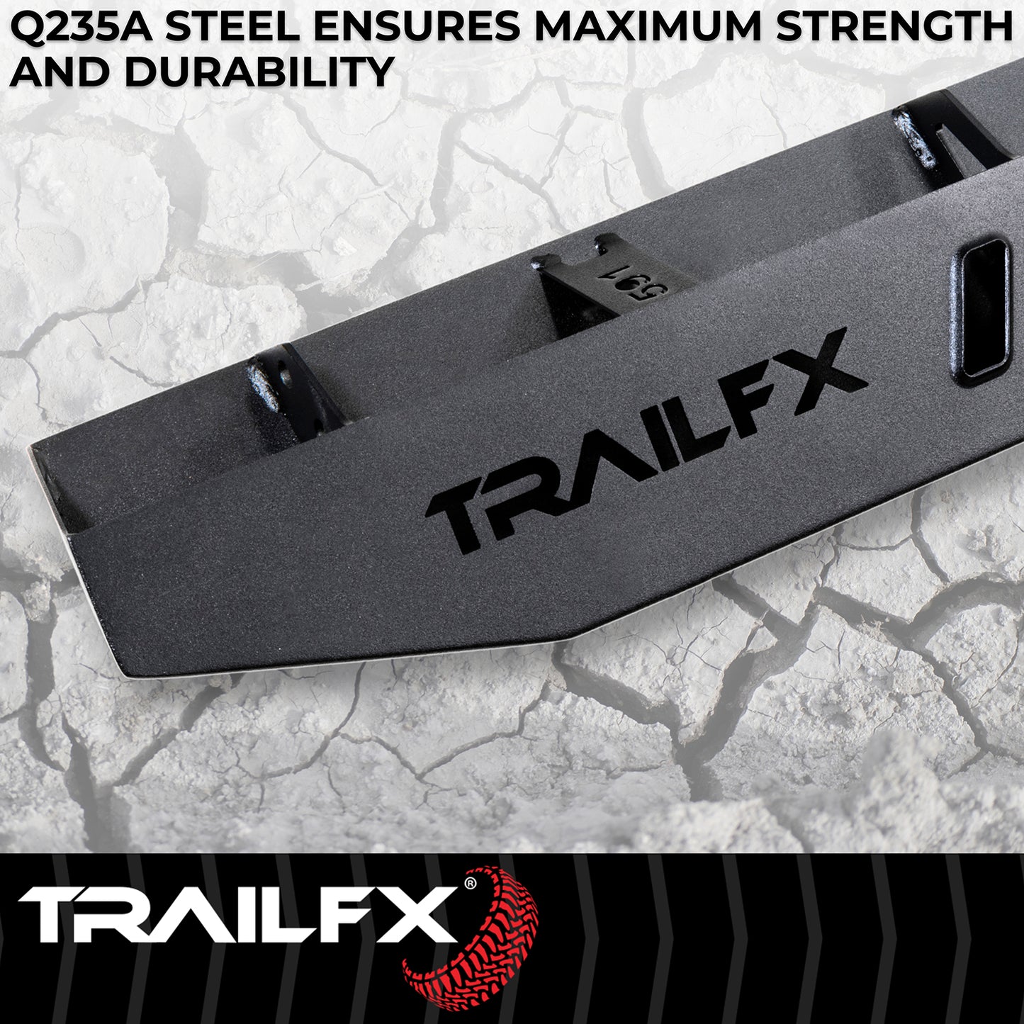 TrailFX Triangular Running Board Black Matte Steel For Toyota Tacoma - ORB011