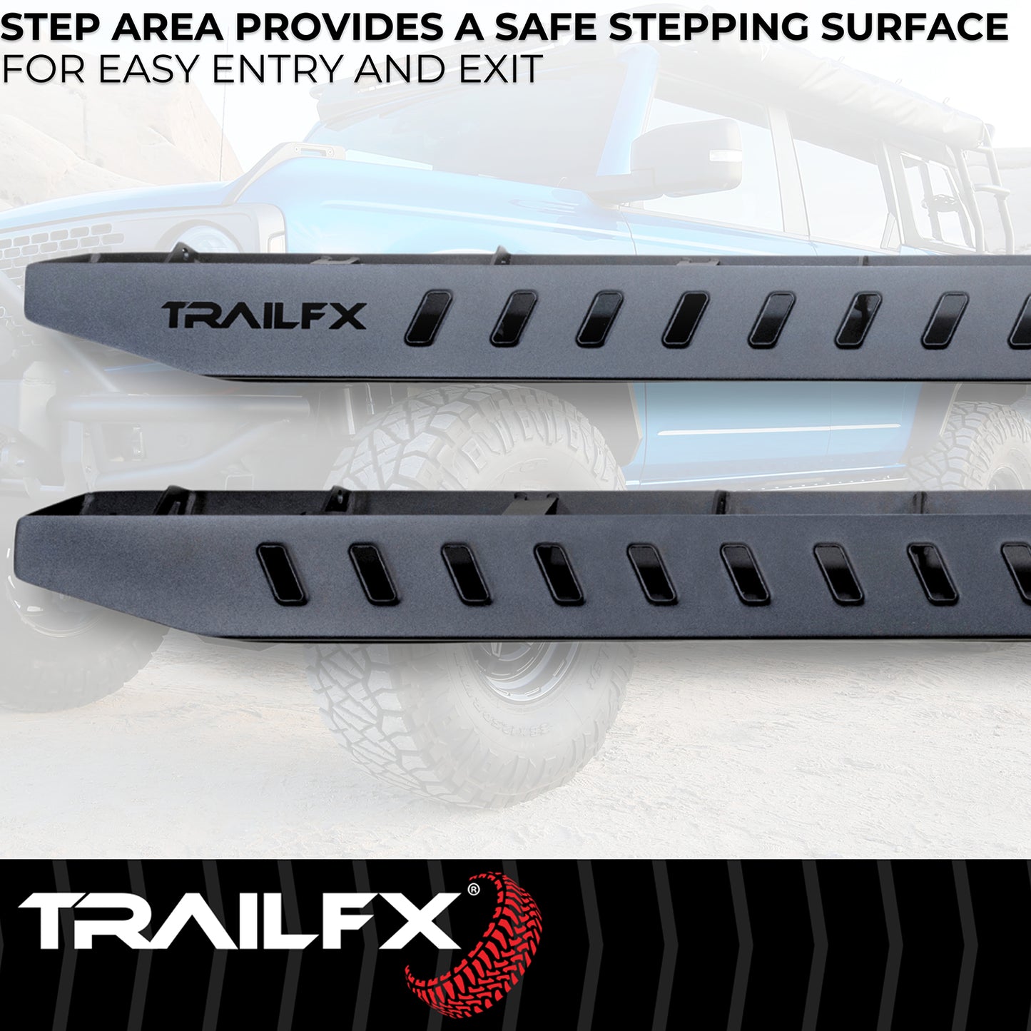 TrailFX Triangular Running Board Black Matte Steel For Chevrolet/GMC - ORB012