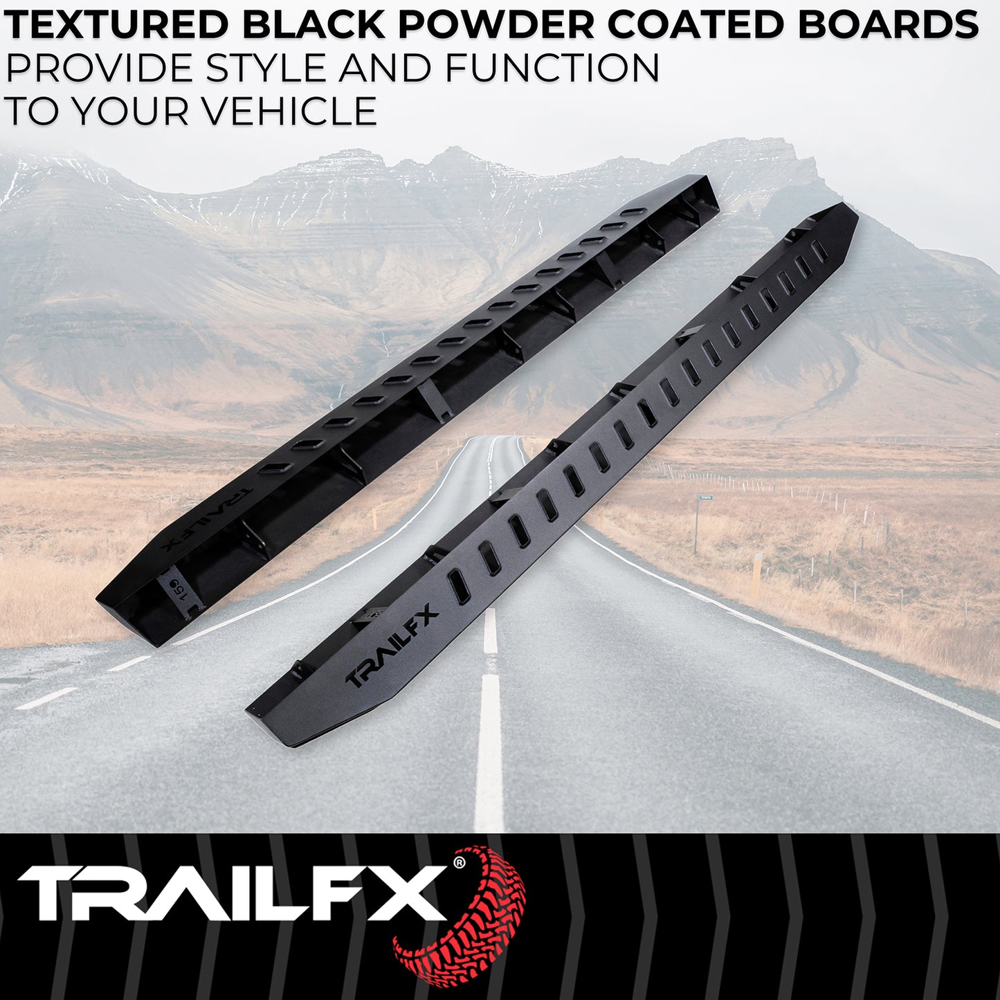 TrailFX Triangular Running Board Black Matte Steel For Ram 1500 - ORB013