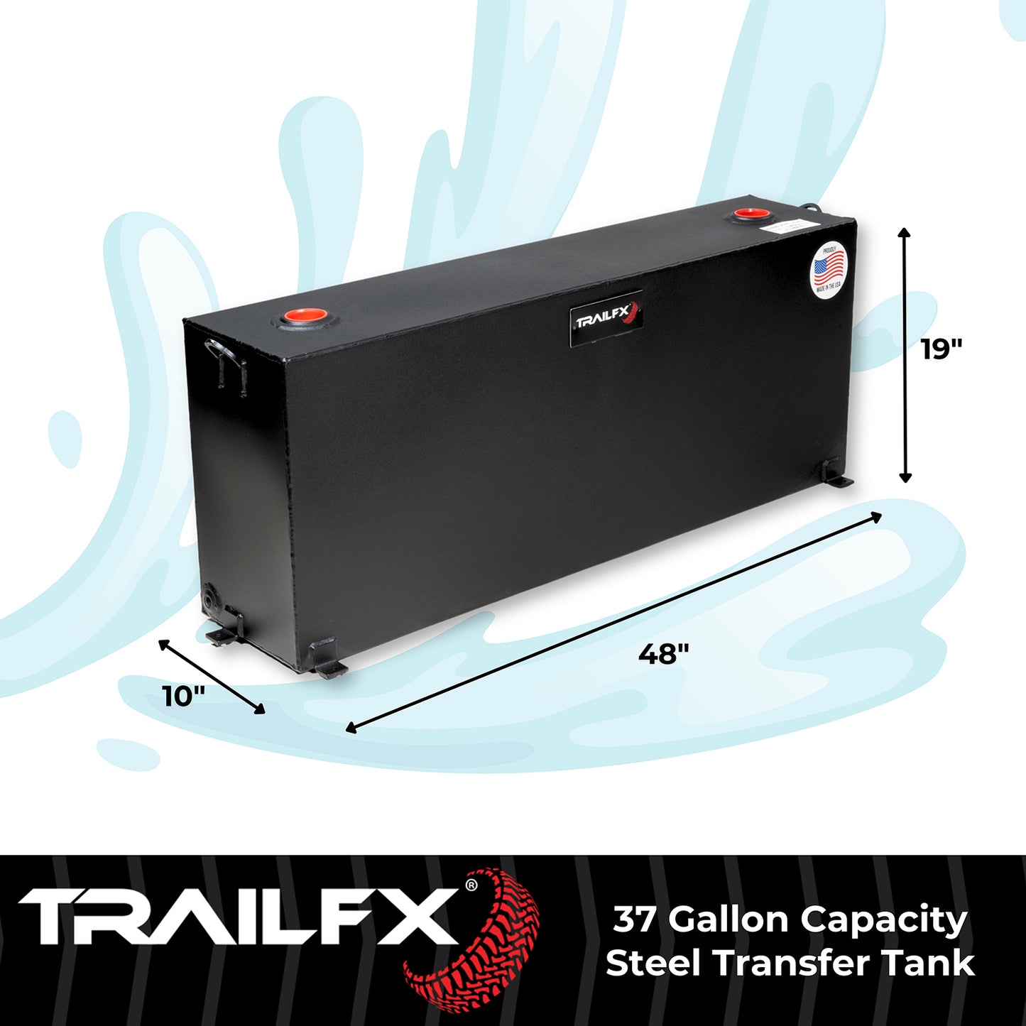 TrailFX 37 Gallon Black Steel Rectangle Transfer Tank - 21040SB