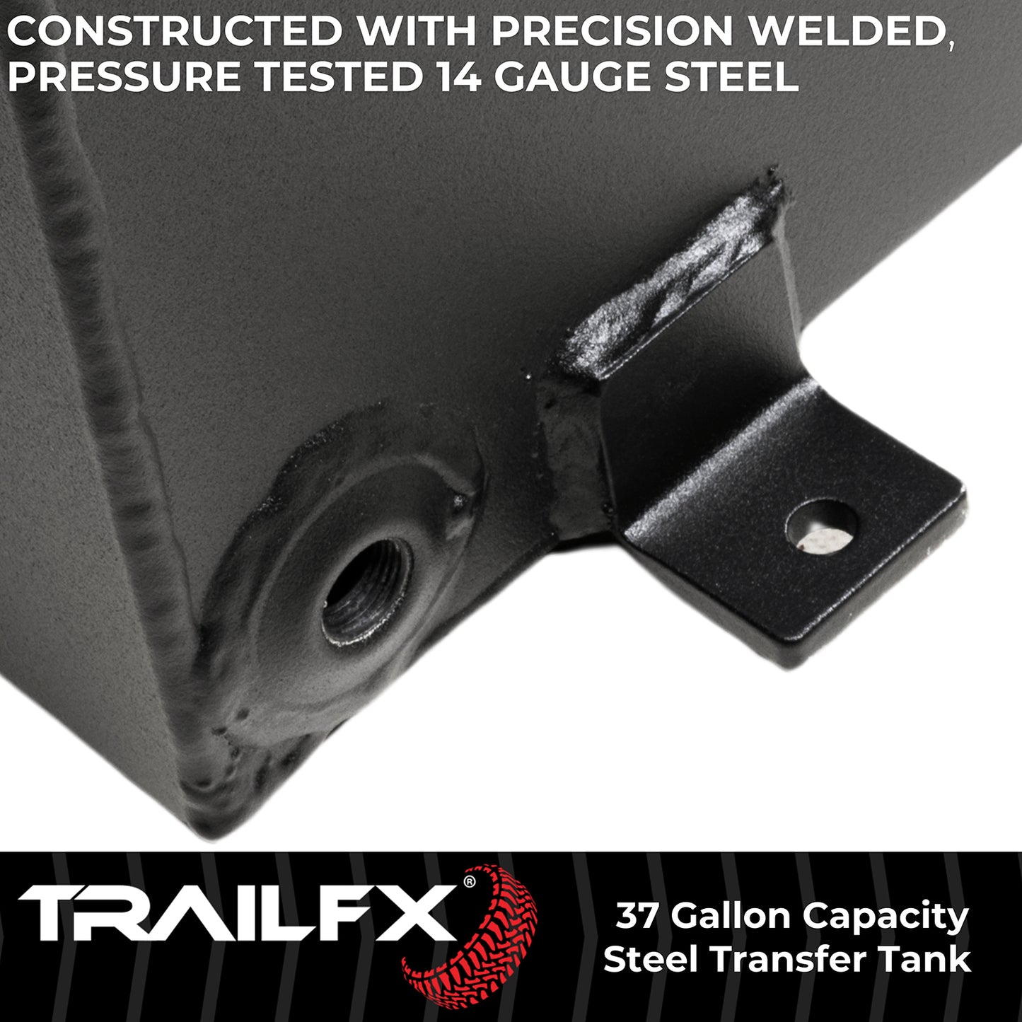 TrailFX 37 Gallon Black Steel Rectangle Transfer Tank - 21040SB