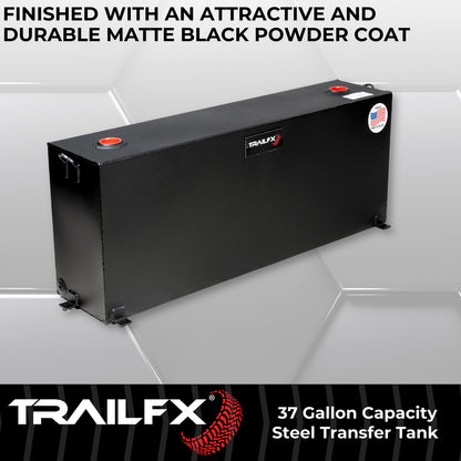 TrailFX 37 Gallon Black Steel Rectangle Transfer Tank - 21040SB