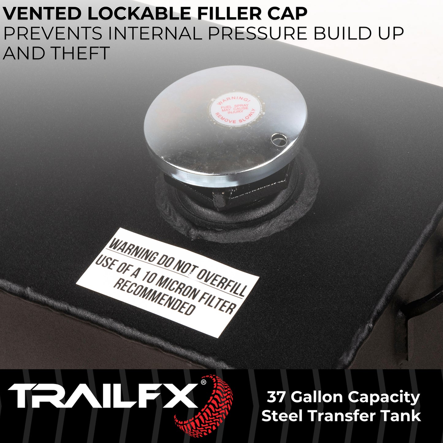 TrailFX 37 Gallon Black Steel Rectangle Transfer Tank - 21040SB