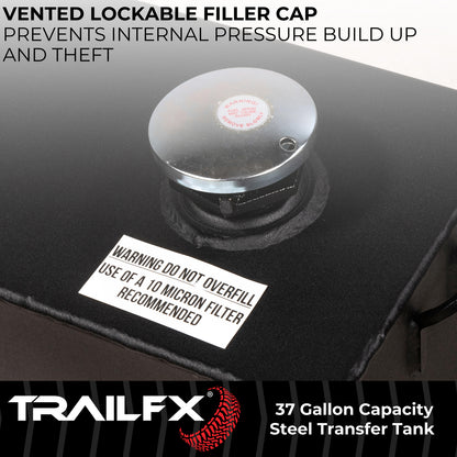 TrailFX 37 Gallon Black Steel Rectangle Transfer Tank - 21040SB