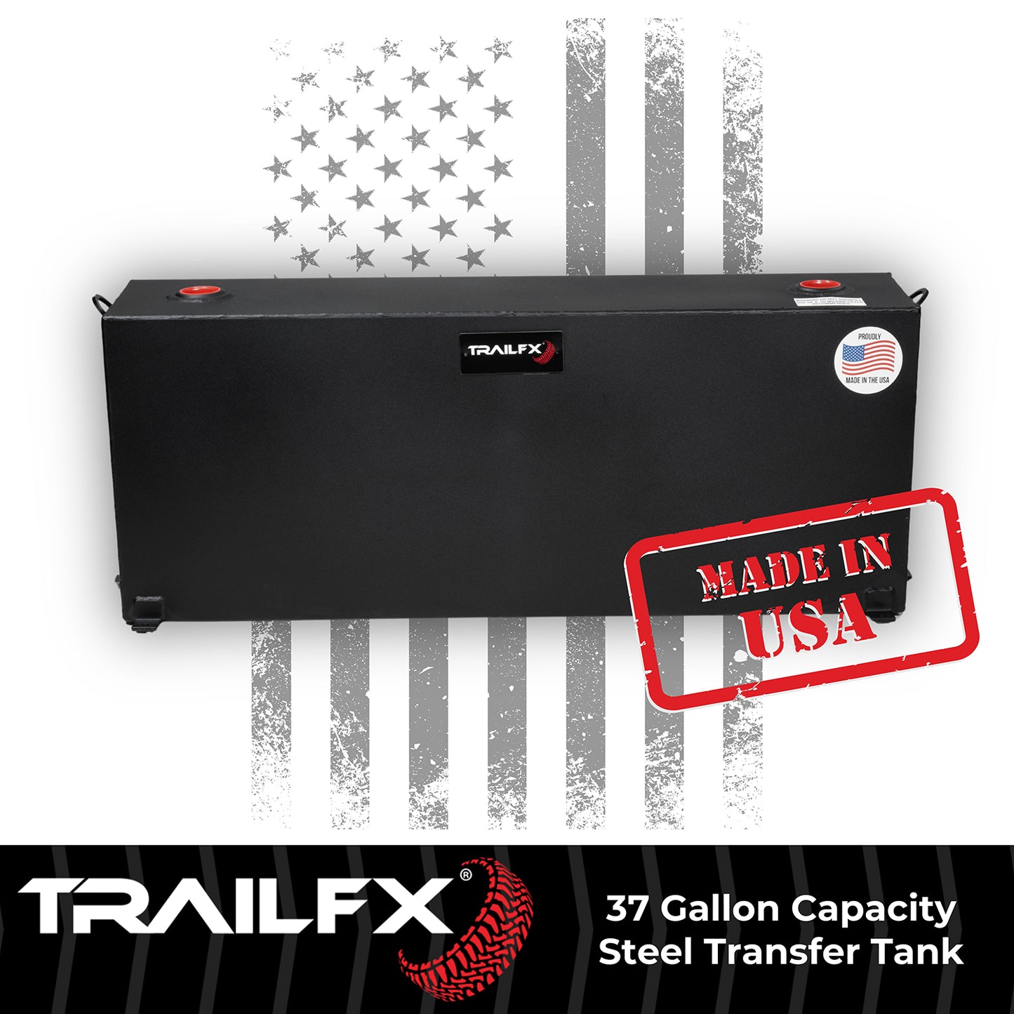 TrailFX 37 Gallon Black Steel Rectangle Transfer Tank - 21040SB