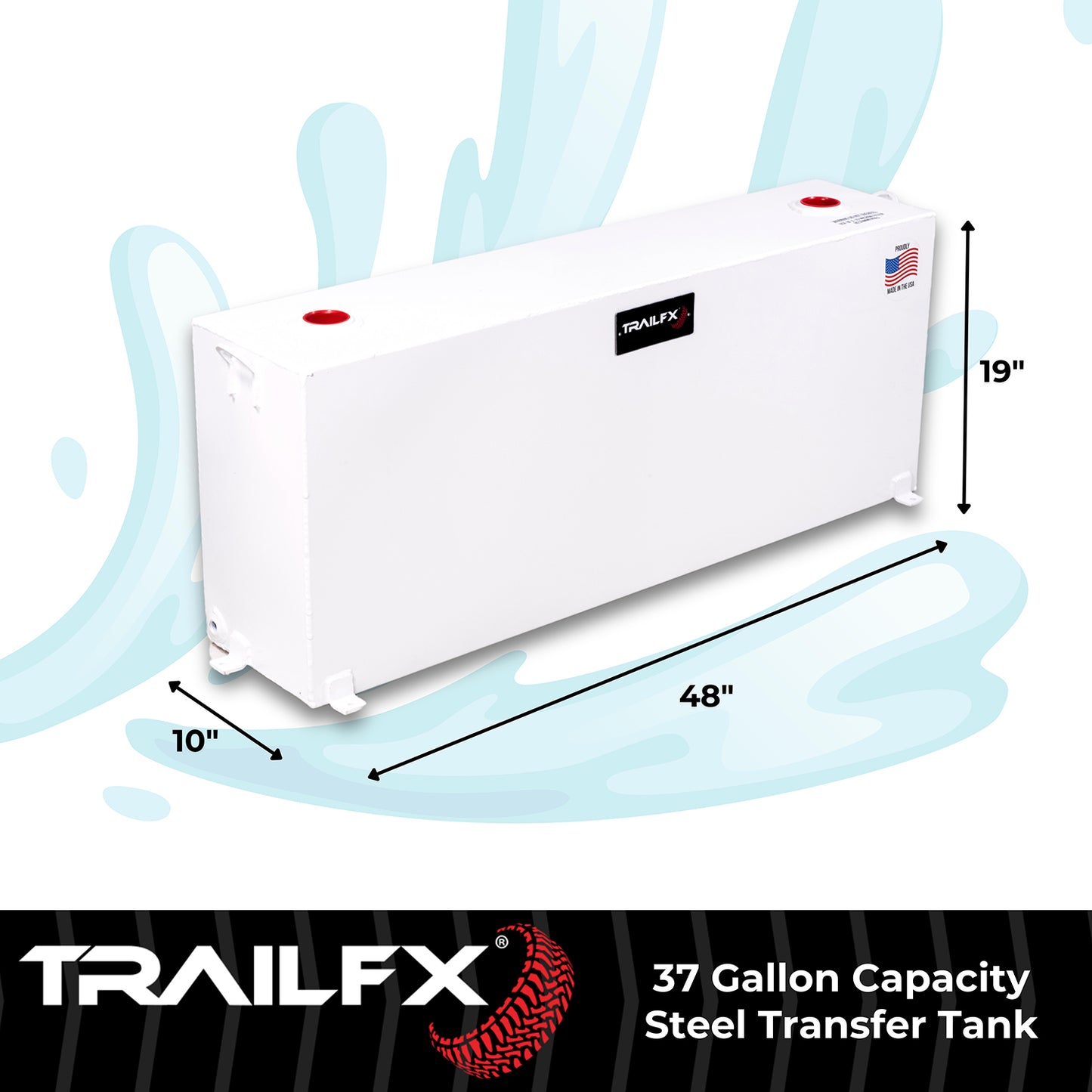 TrailFX 37 Gallon Steel Rectangle Transfer Tank - White - 21040SW