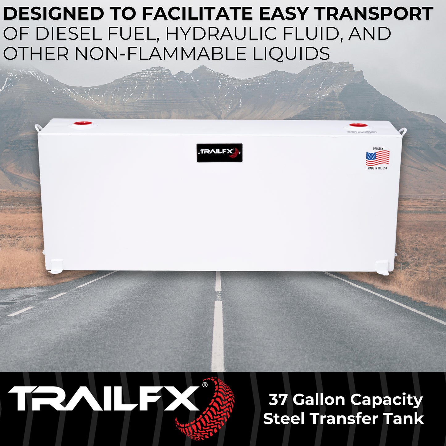 TrailFX 37 Gallon Steel Rectangle Transfer Tank - White - 21040SW