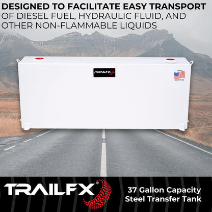 TrailFX 37 Gallon Steel Rectangle Transfer Tank - White - 21040SW