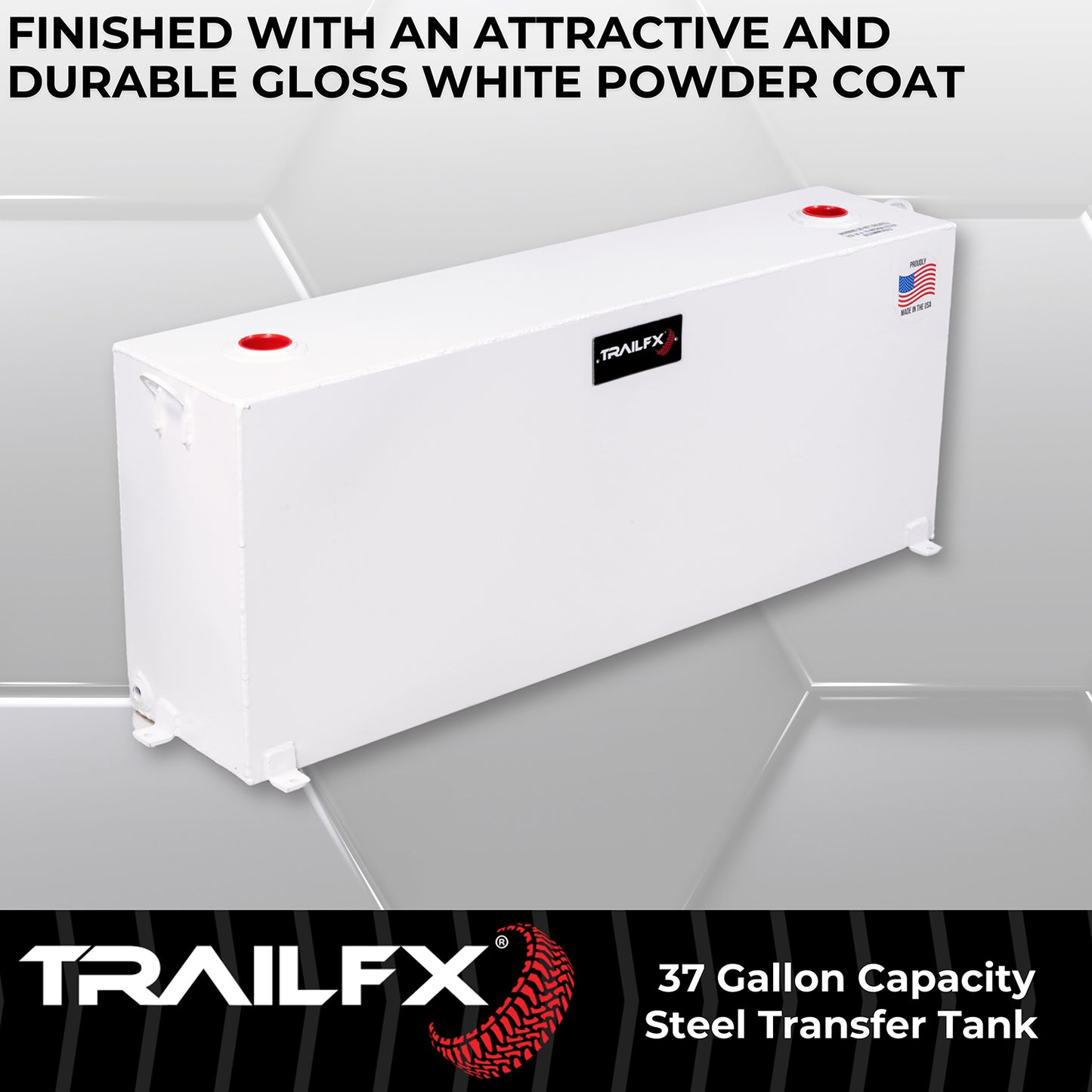 TrailFX 37 Gallon Steel Rectangle Transfer Tank - White - 21040SW
