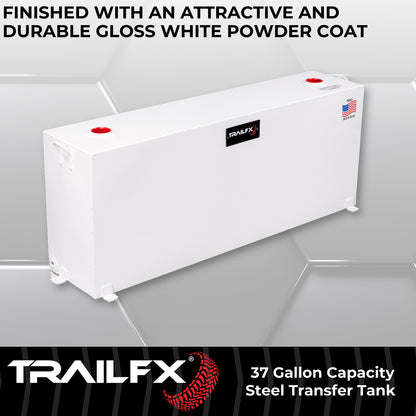 TrailFX 37 Gallon Steel Rectangle Transfer Tank - White - 21040SW