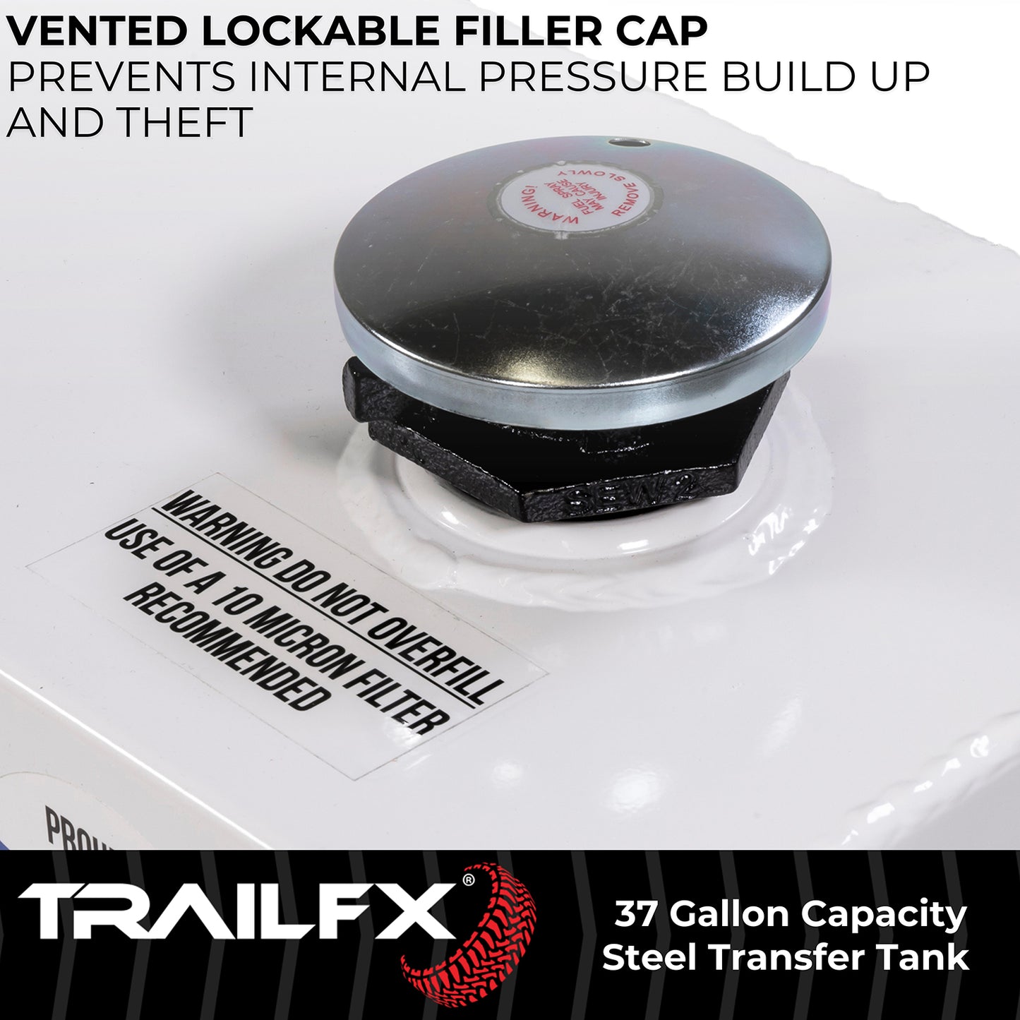 TrailFX 37 Gallon Steel Rectangle Transfer Tank - White - 21040SW