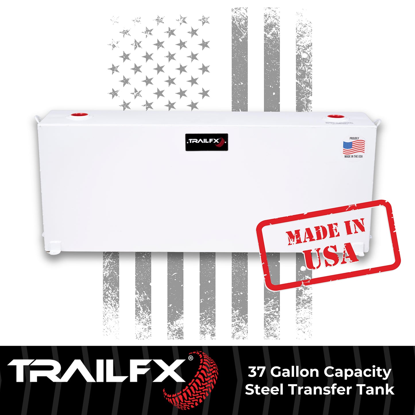 TrailFX 37 Gallon Steel Rectangle Transfer Tank - White - 21040SW