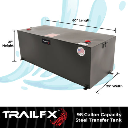 TrailFX 98 Gallon Black Steel Rectangle Transfer Tank - 21098SB