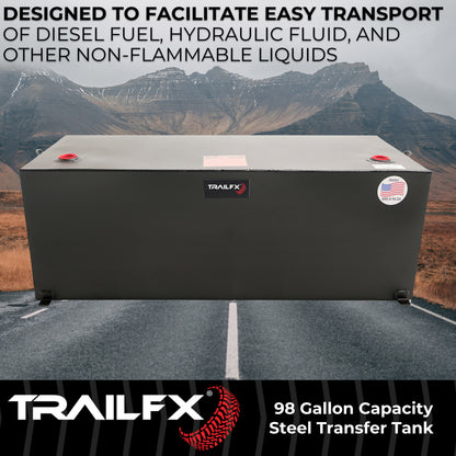 TrailFX 98 Gallon Black Steel Rectangle Transfer Tank - 21098SB