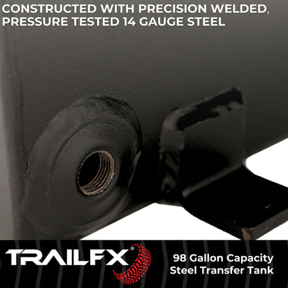 TrailFX 98 Gallon Black Steel Rectangle Transfer Tank - 21098SB