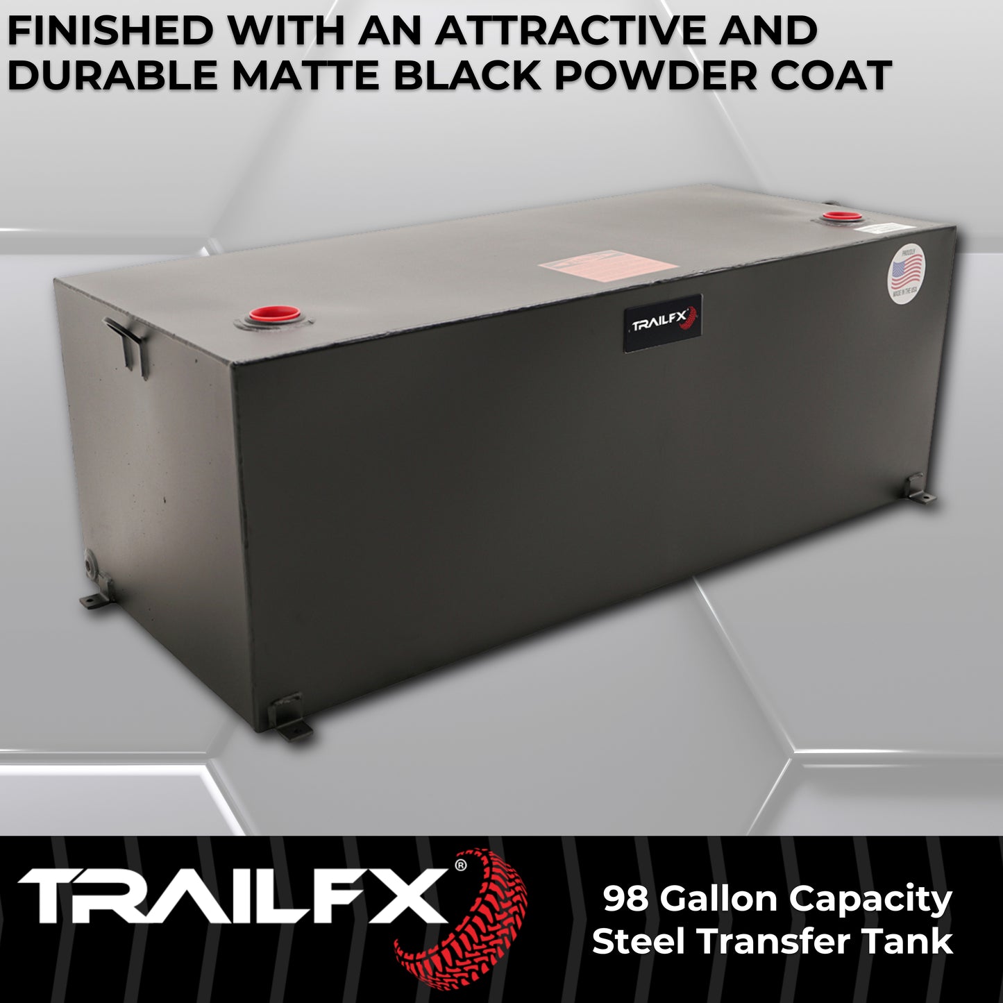 TrailFX 98 Gallon Black Steel Rectangle Transfer Tank - 21098SB
