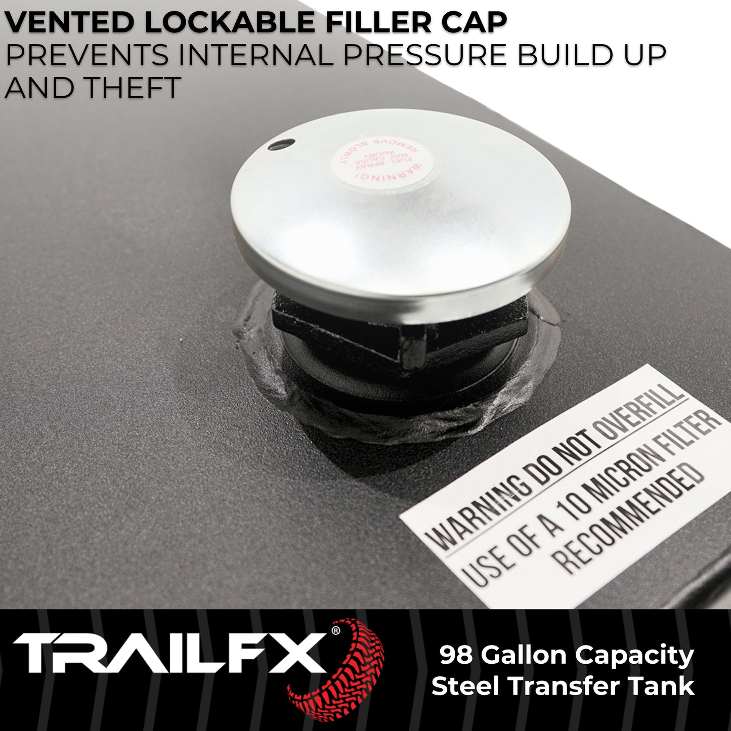 TrailFX 98 Gallon Black Steel Rectangle Transfer Tank - 21098SB