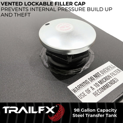 TrailFX 98 Gallon Black Steel Rectangle Transfer Tank - 21098SB