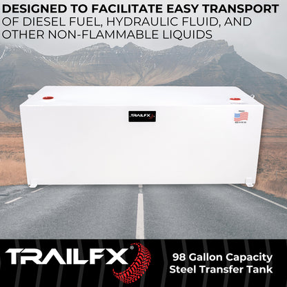 TrailFX 98 Gallon Steel Rectangle Transfer Tank - White - 21098SW