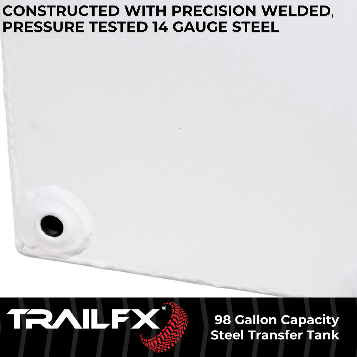 TrailFX 98 Gallon Steel Rectangle Transfer Tank - White - 21098SW