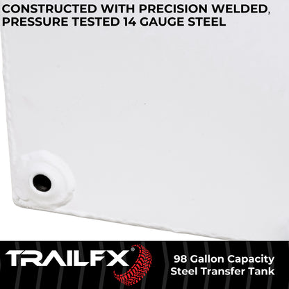 TrailFX 98 Gallon Steel Rectangle Transfer Tank - White - 21098SW