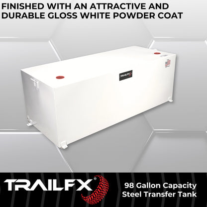 TrailFX 98 Gallon Steel Rectangle Transfer Tank - White - 21098SW