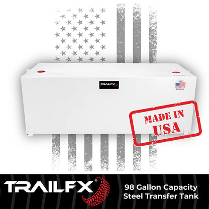 TrailFX 98 Gallon Steel Rectangle Transfer Tank - White - 21098SW