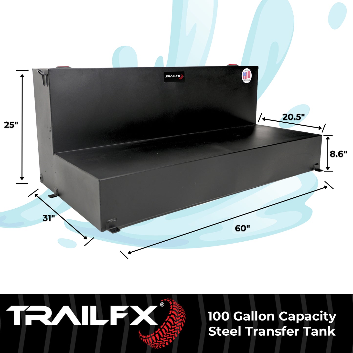 TrailFX 100 Gallon Black Steel L-Shape Transfer Tank - 21110SB