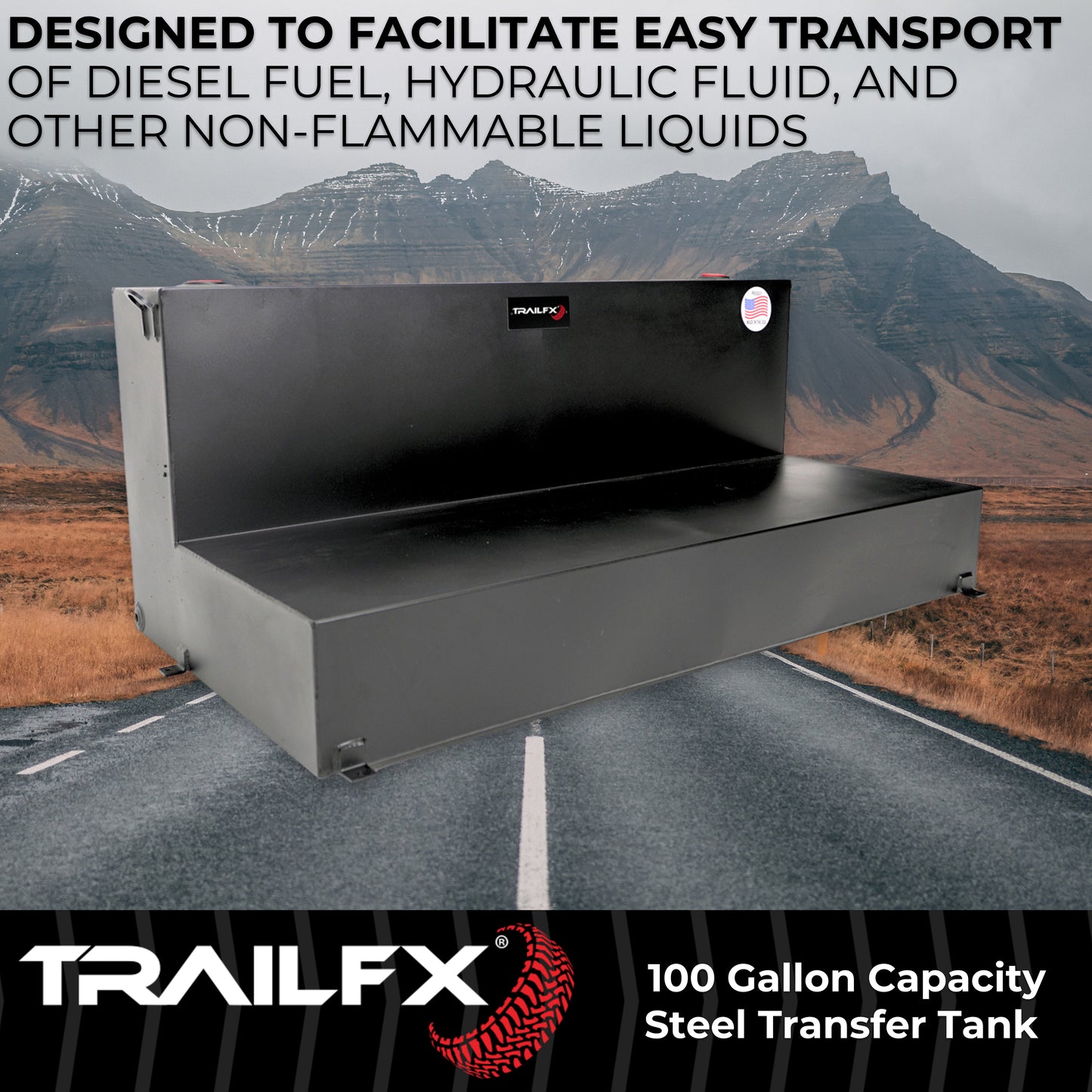 TrailFX 100 Gallon Black Steel L-Shape Transfer Tank - 21110SB