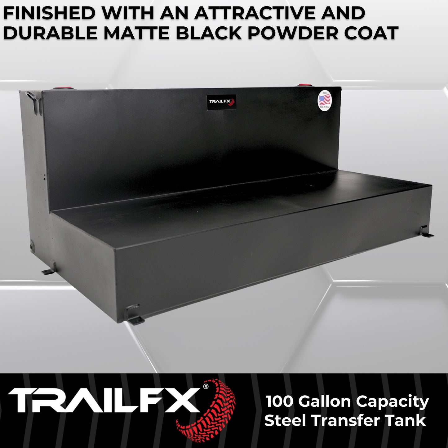 TrailFX 100 Gallon Black Steel L-Shape Transfer Tank - 21110SB