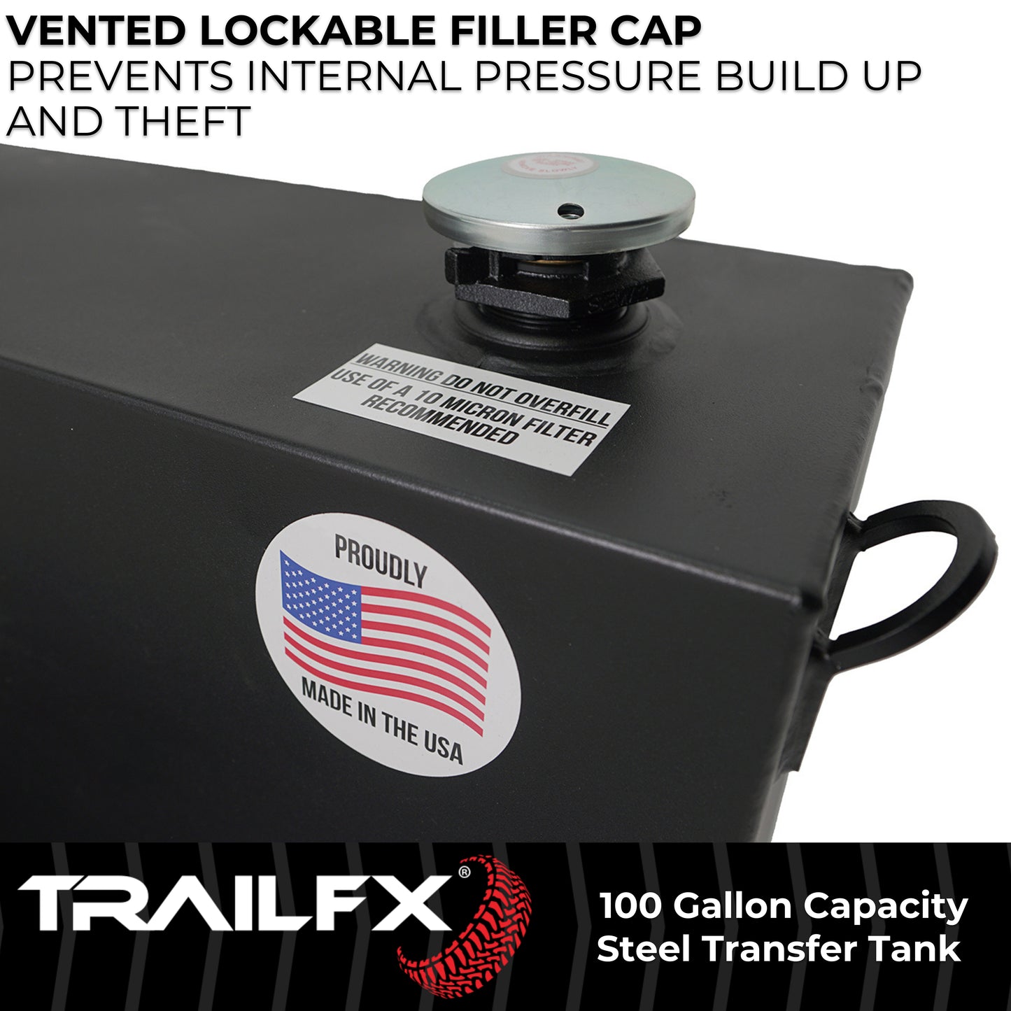 TrailFX 100 Gallon Black Steel L-Shape Transfer Tank - 21110SB