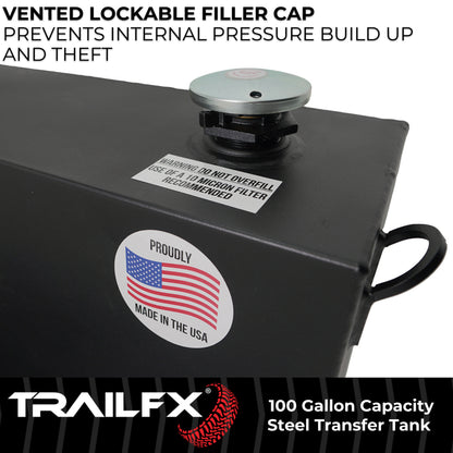 TrailFX 100 Gallon Black Steel L-Shape Transfer Tank - 21110SB