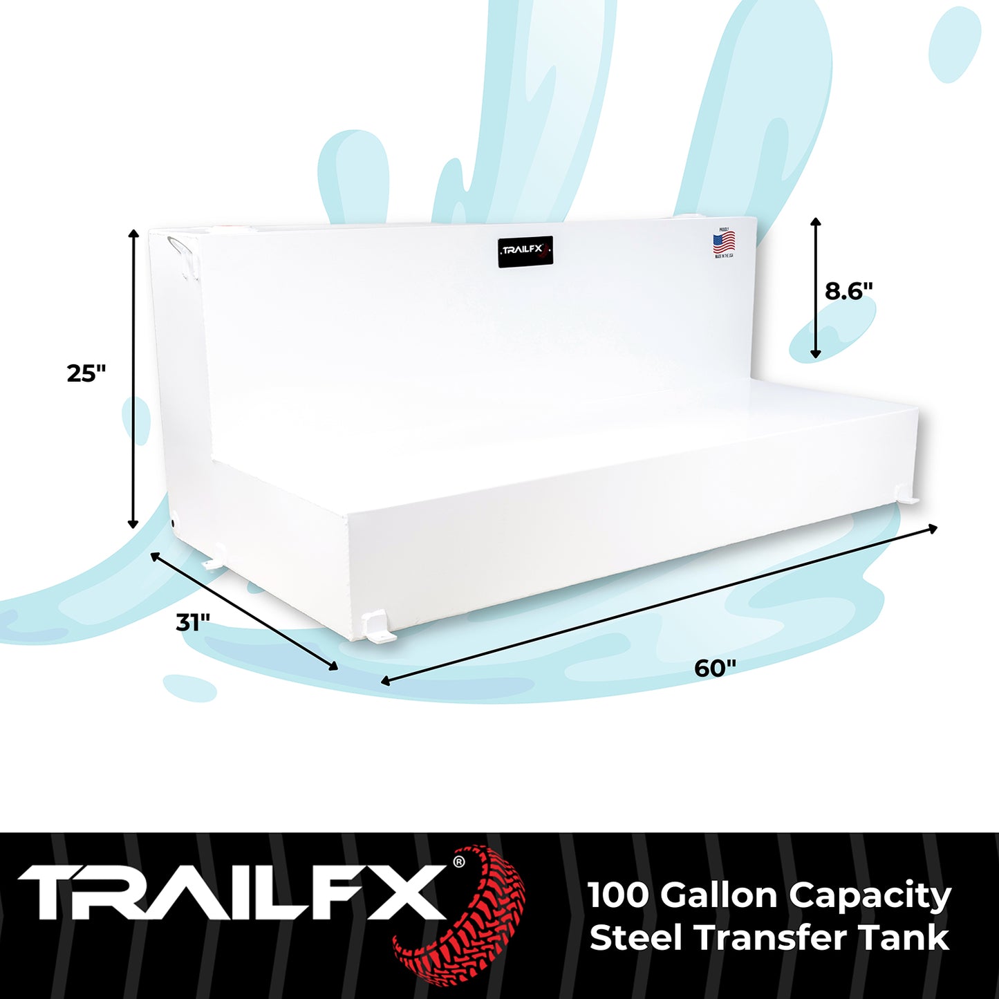 TrailFX 100 Gallon Steel L-Shape Transfer Tank - White - 21110SW