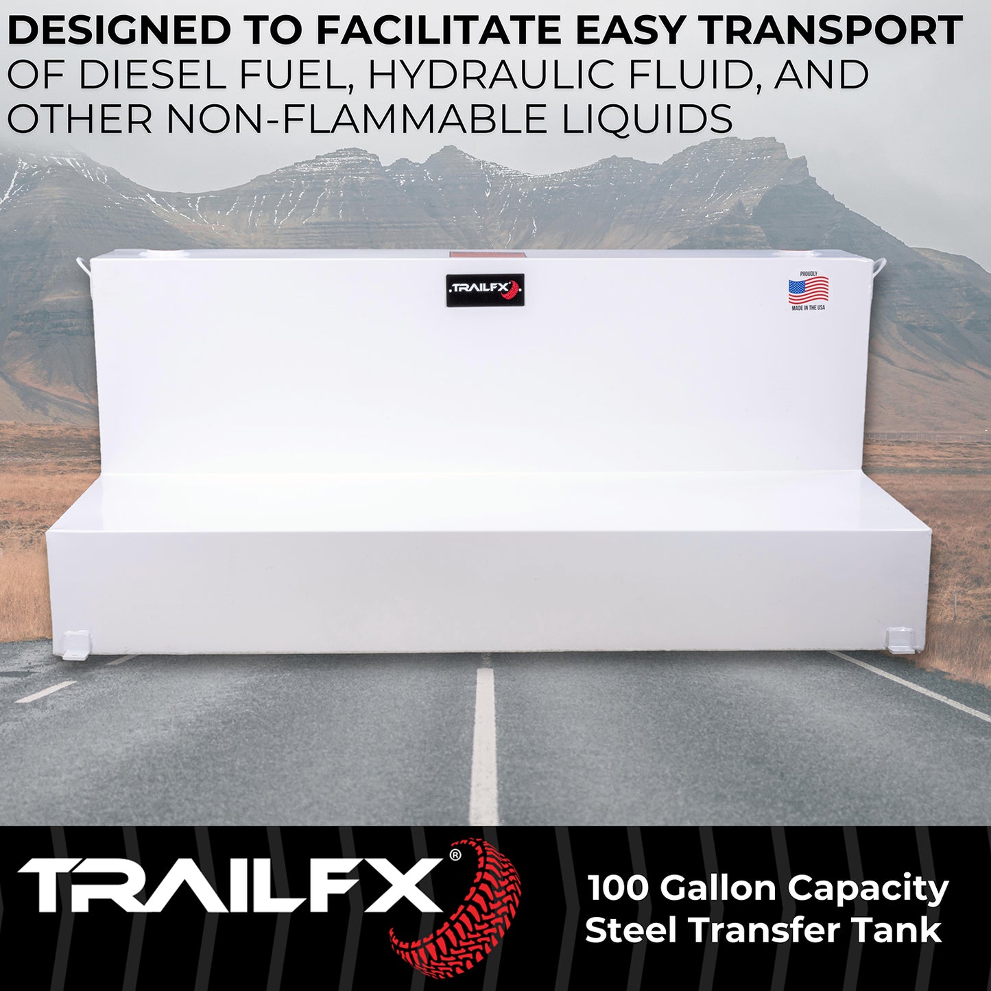 TrailFX 100 Gallon Steel L-Shape Transfer Tank - White - 21110SW