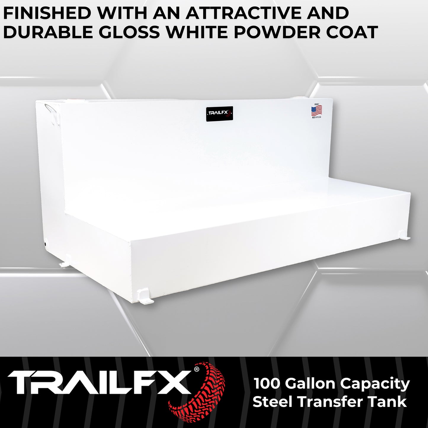 TrailFX 100 Gallon Steel L-Shape Transfer Tank - White - 21110SW